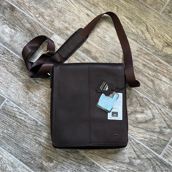 Mancini Other - NWT! Mancini 100% Leather, Flap Messenger Bag for Laptops and Tablets, Brown